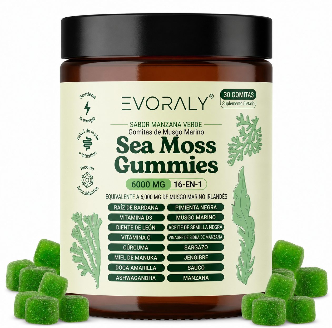 Evoraly Gomitas de Musgo Marino 16-En-1
