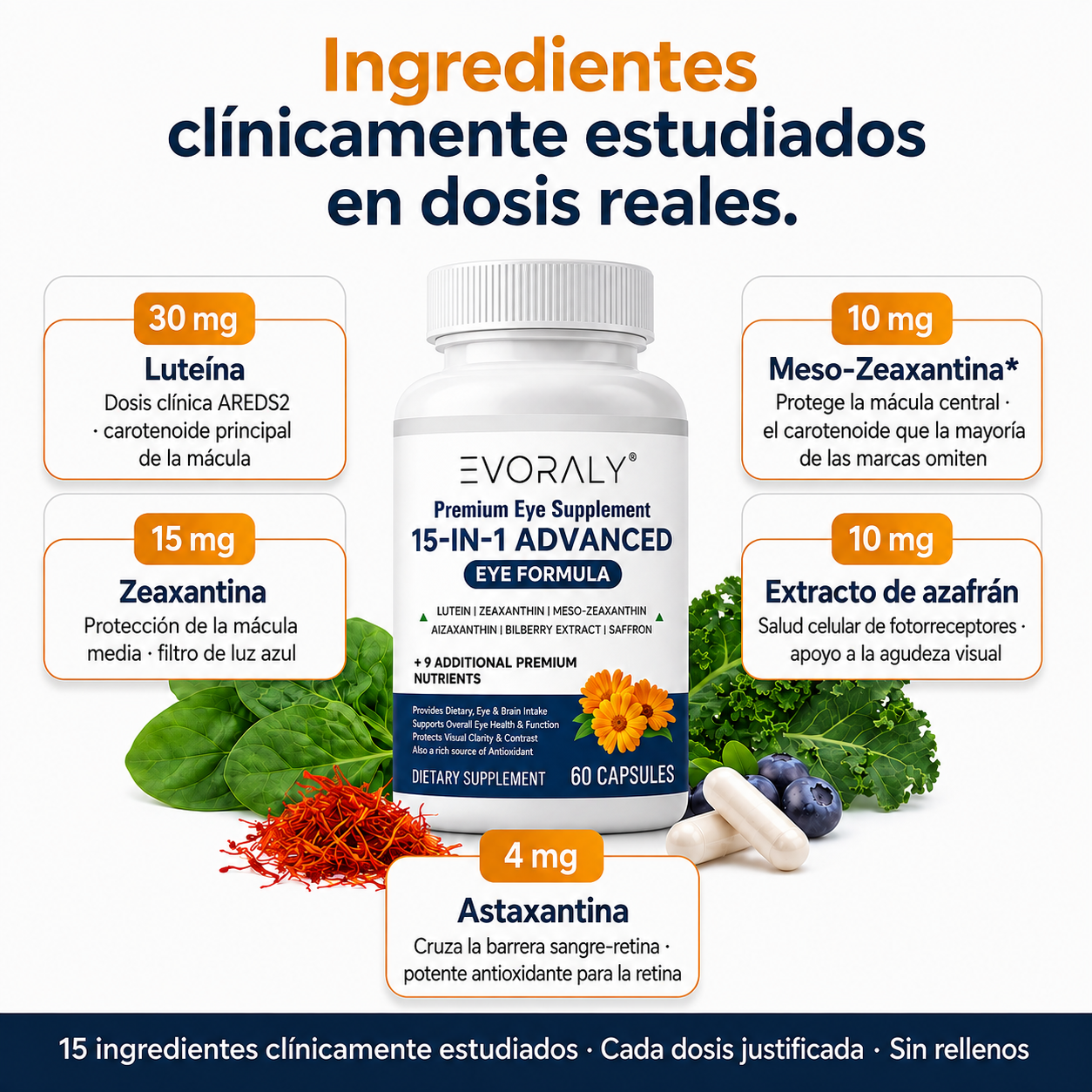 Evoraly Vision - 15 en 1 Fórmula Avanzada para la vista